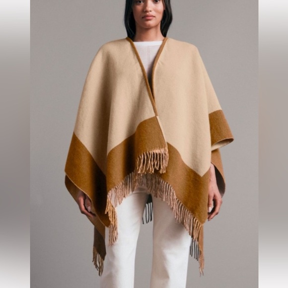 rag & bone Wool Highlands Reversible Poncho Wrap Shawl oversized Blanket Scarf - Picture 3 of 7
